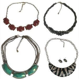 Bundle of 4 Statement Chocker Bib Necklaces